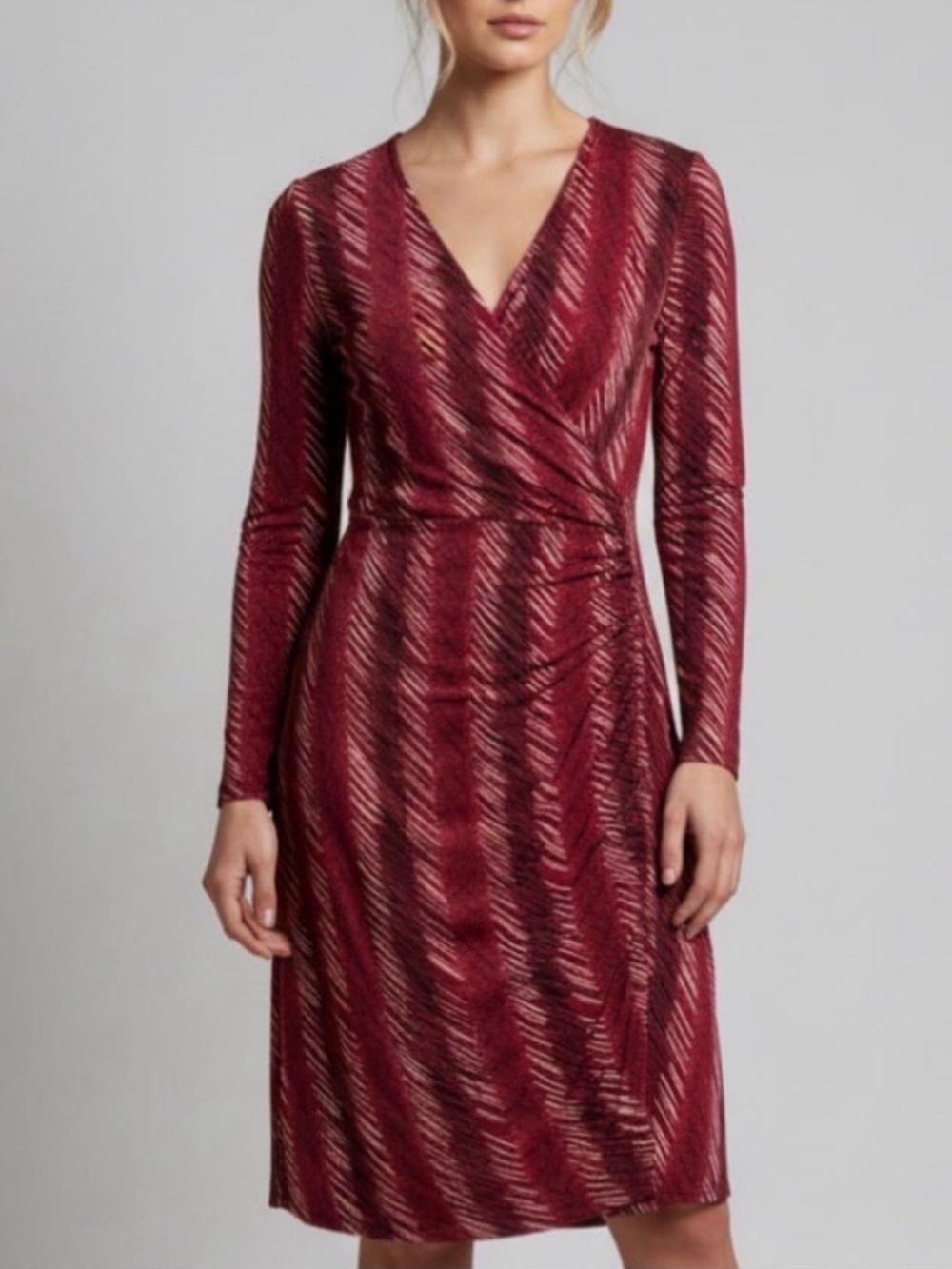 Norma Kamali Red Jersey Faux Wrap Dress